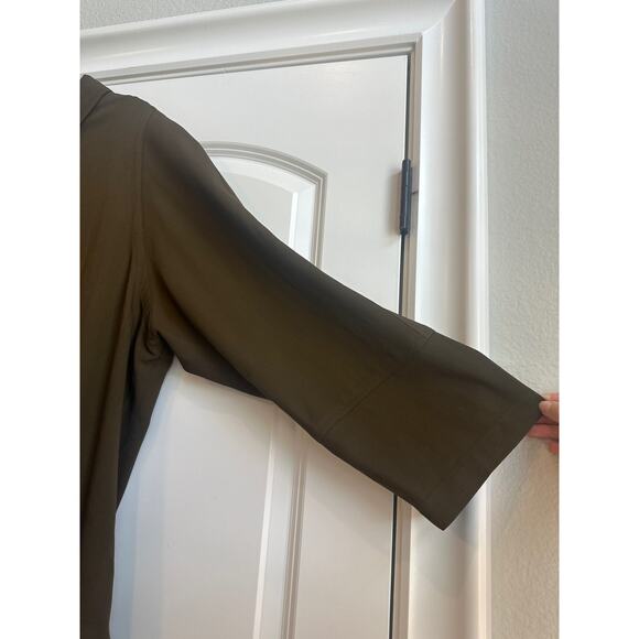 Company by Ellen Tracy Wool Blend Army/ Olive Green Collar Button Down Top - Picture 8 of 11